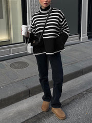Parisian Stripe Mock Neck Sweater
