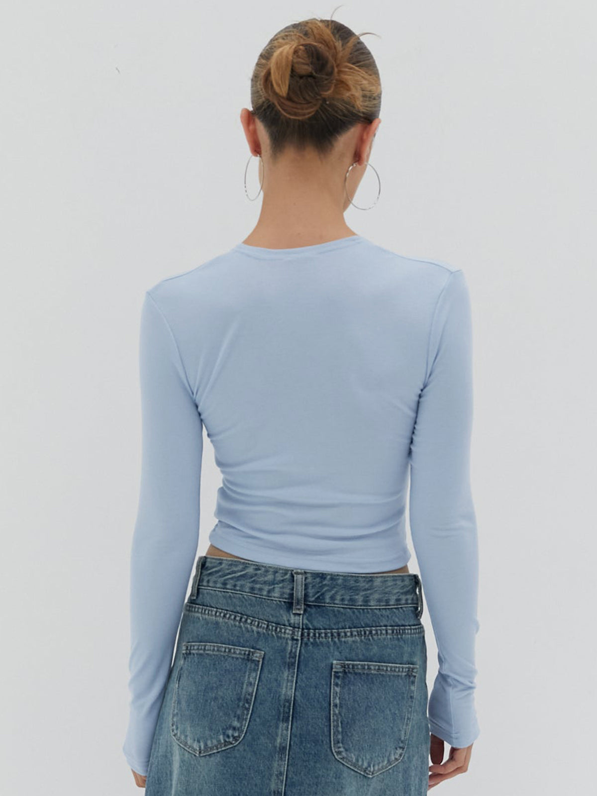 Ruched Long Sleeve Crop Top