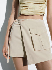 Asymmetrical Layer Tied Shorts