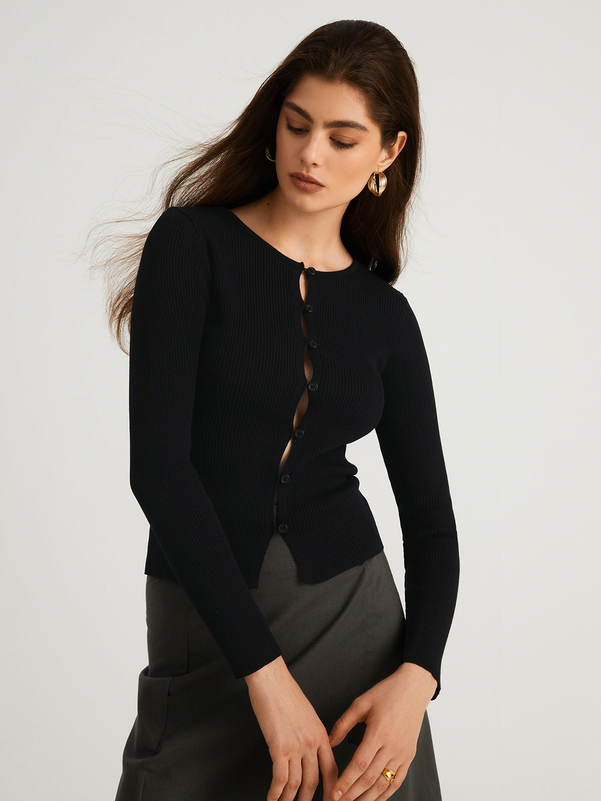 Charlize Cutout Long Sleeve Knit Top