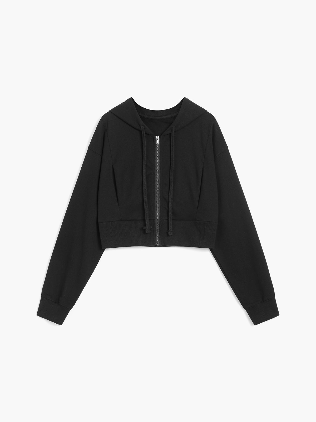 Basic Crop Zippered Hoodie