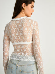 Floral Lace Cover Up Fly Away Long Sleeve Top