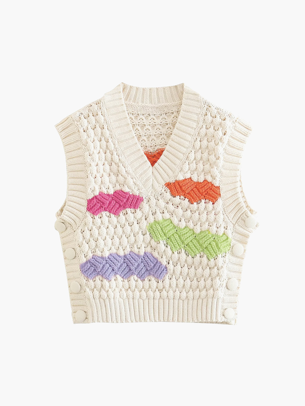 Colorful Clouds Side Buttoned Sweater Vest