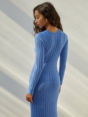 Coastal Allure Knotted Long Sweater Dress