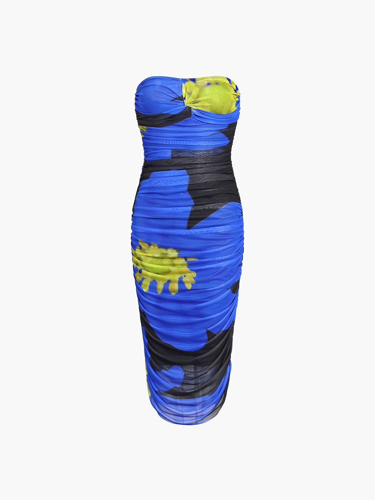 Azure Mesh Twist Midi Tube Dress