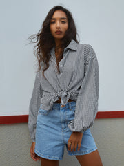 Gingham Puff Sleeve Shirt