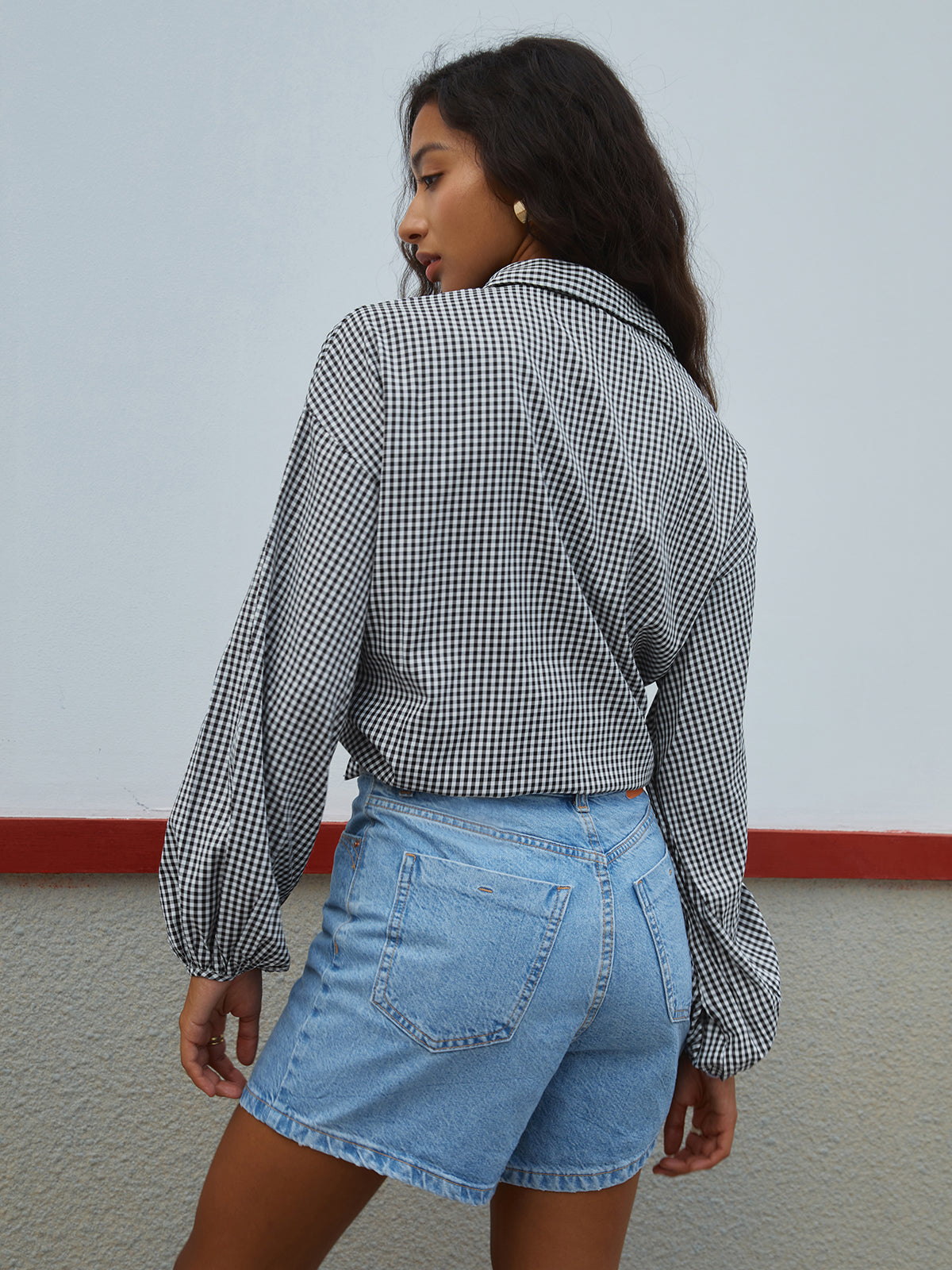 Gingham Puff Sleeve Shirt