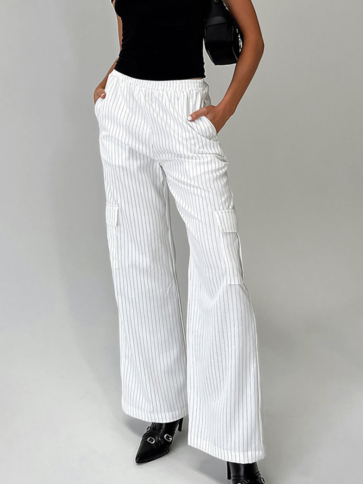 Pinstripe Pockets Cargo Pants