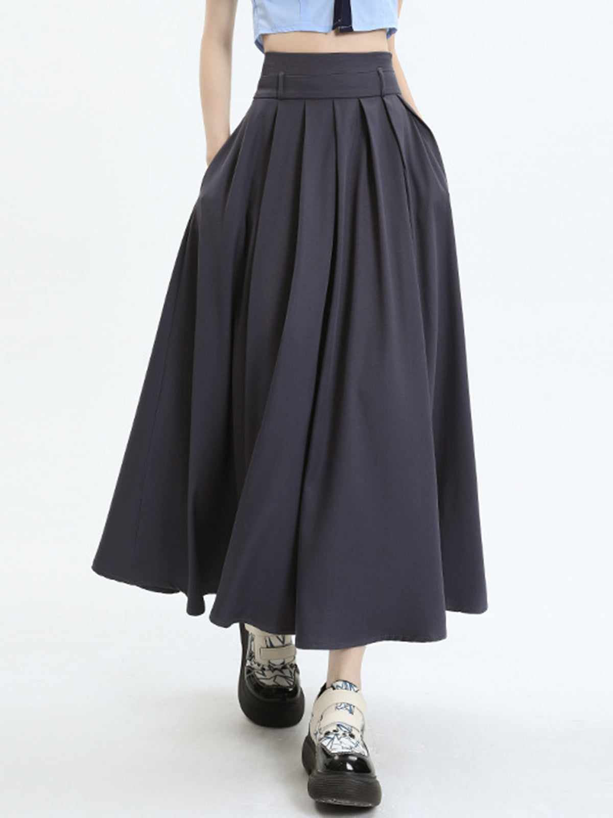 Modern Academia Pleat Maxi Skirt