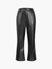 Faux Leather Straight Leg Ankle Pants