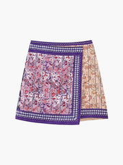 Embroidered Asymmetric Floral Mini Skirt