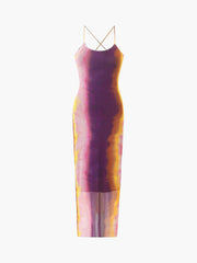 Celebrate Beauty Tie Dye Mesh Midi Dress