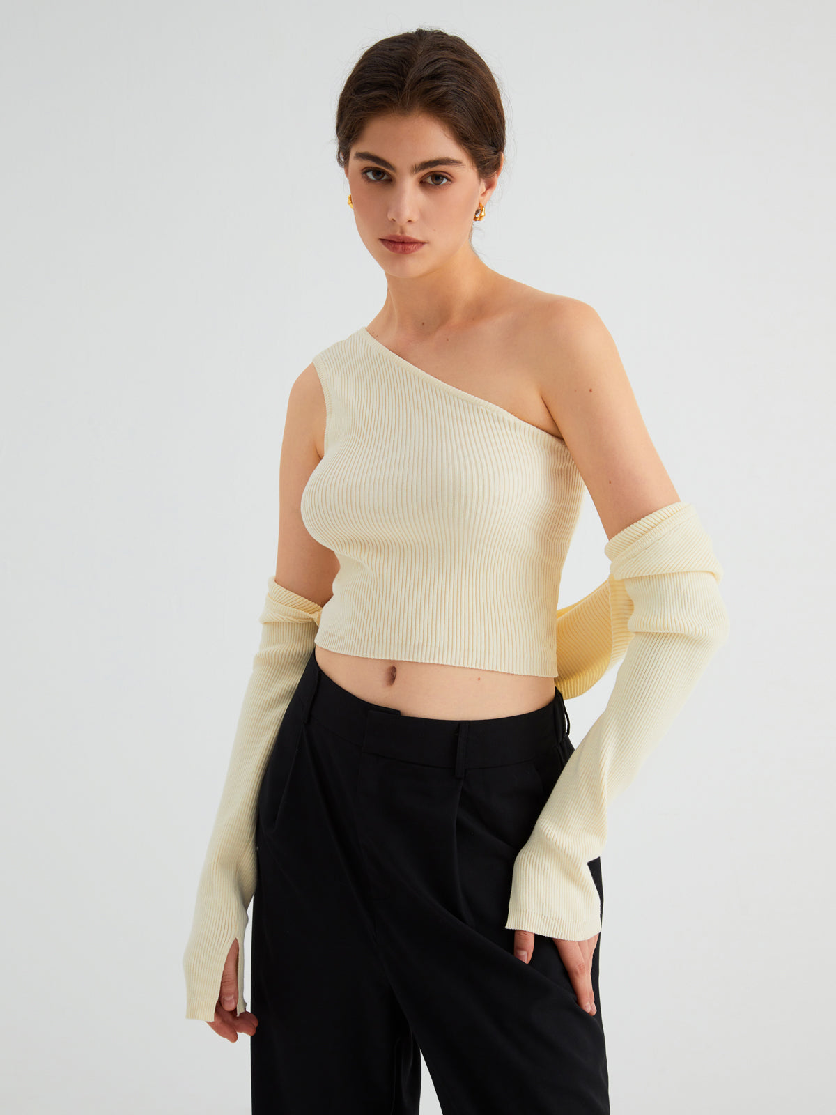 Bolero One Shoulder Two Piece Crop Sweater Set