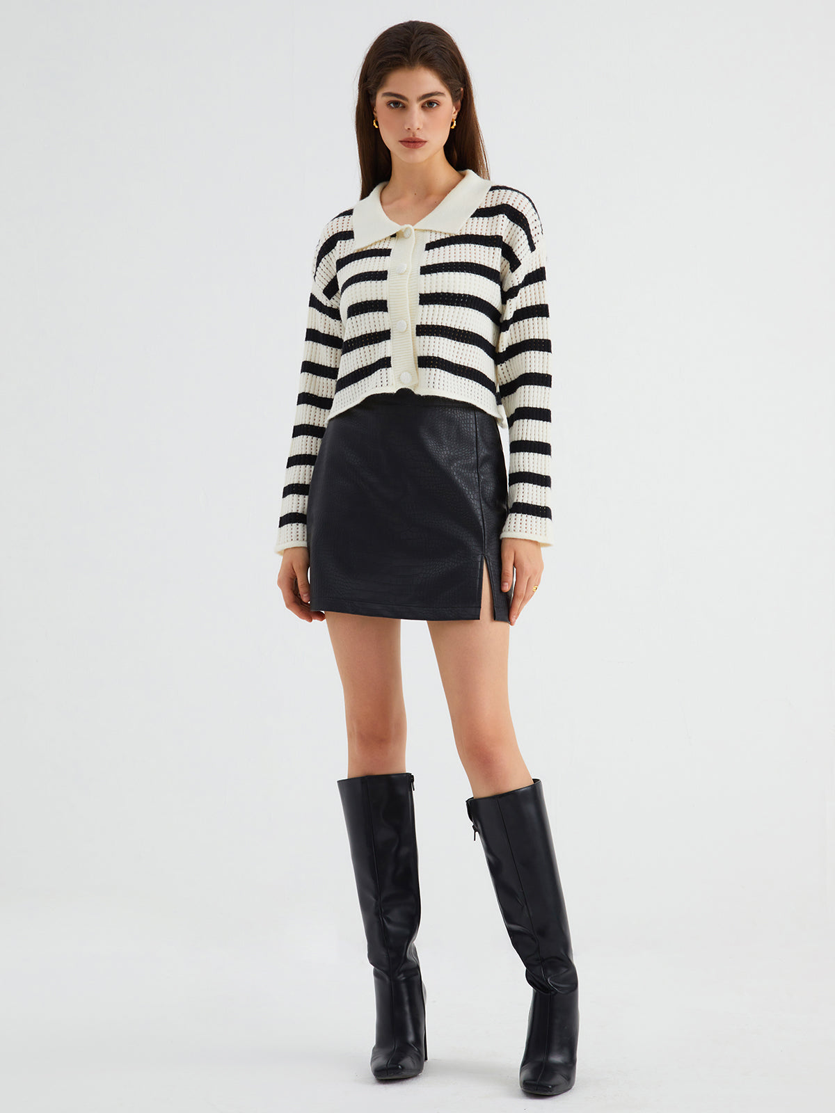 Wear Your Stripe Collared Crop Cardigan