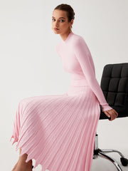 Aphrodite Long Sleeve Pleat Midi Sweater Dress