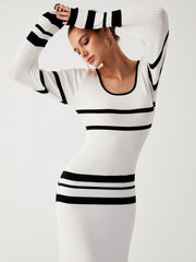 Stripe Long Sleeve Sweater Dress