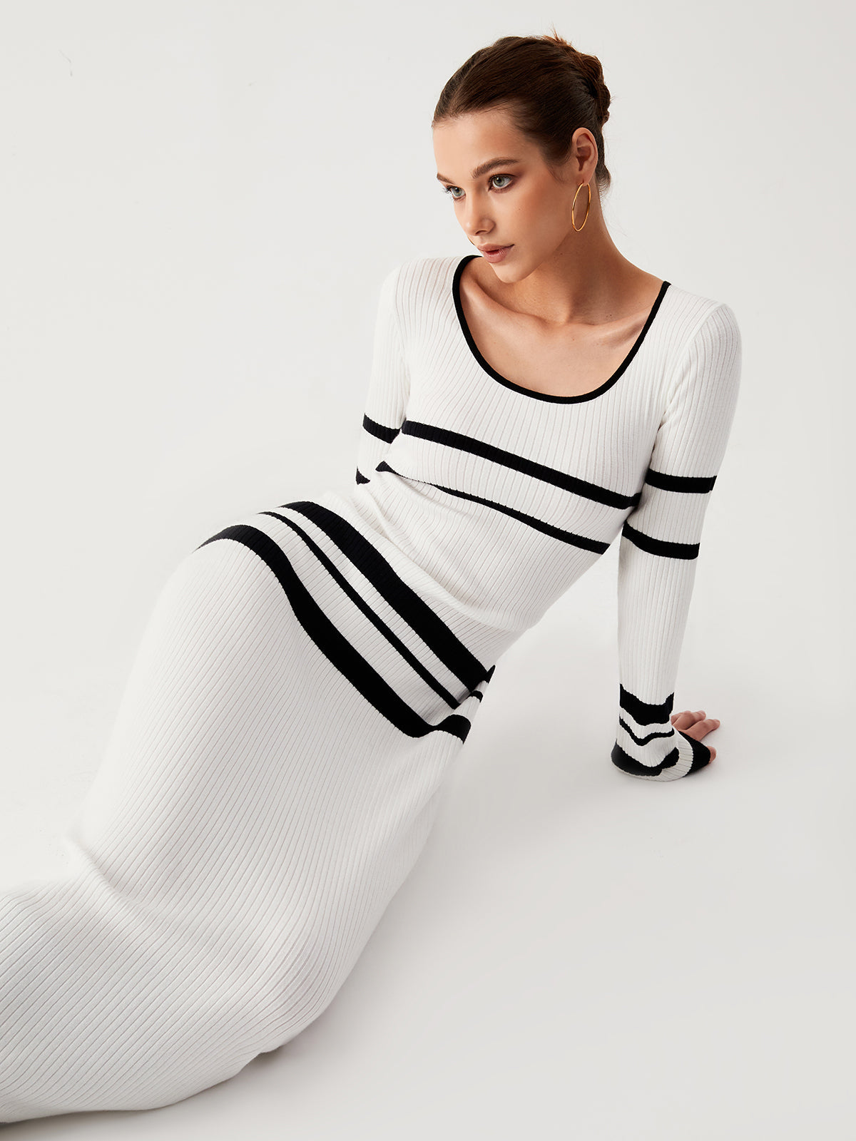 Stripe Long Sleeve Sweater Dress