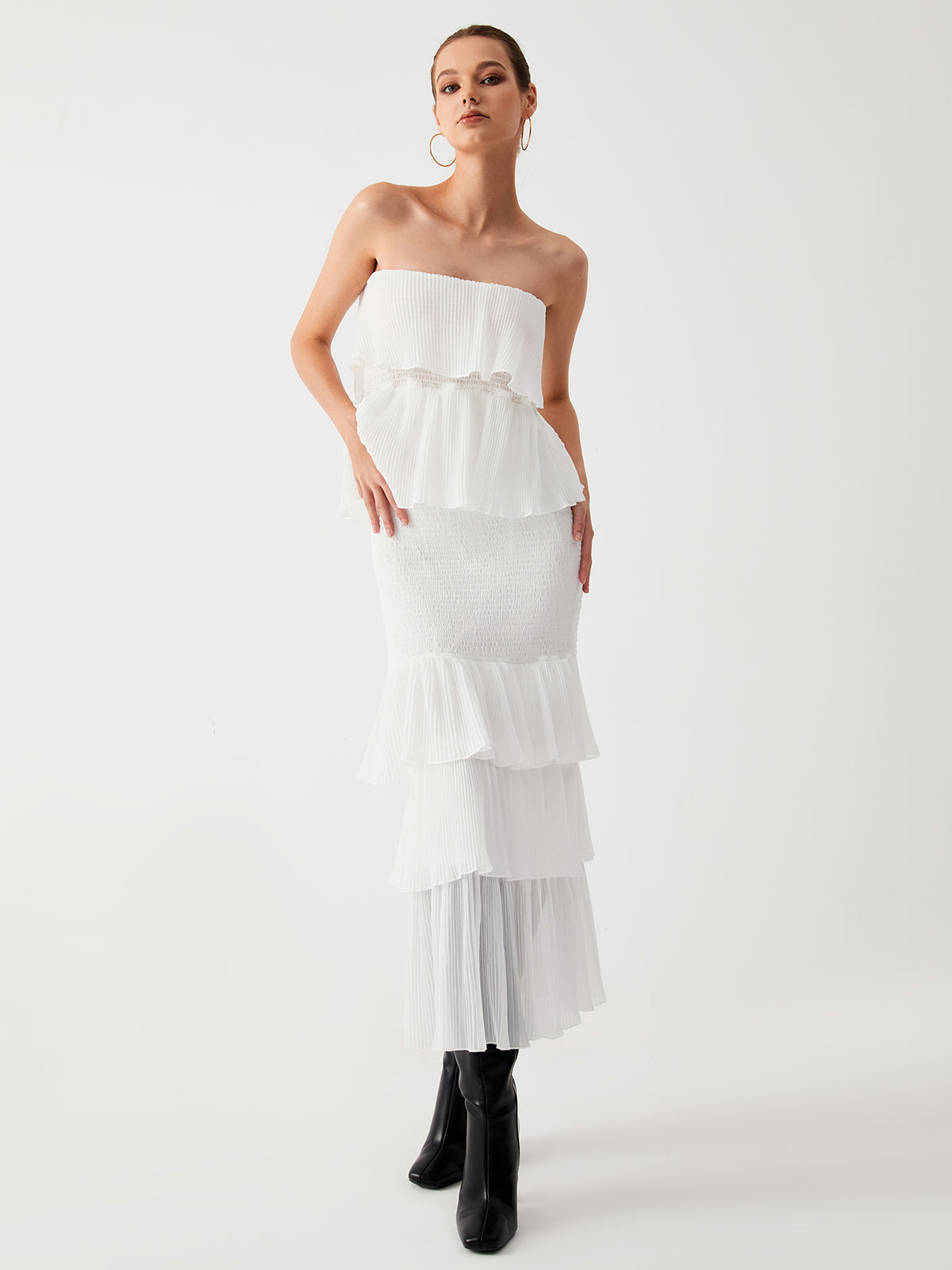 Layers Ruffle Tube Long Dress