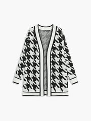 Houndstooth Long Cardigan