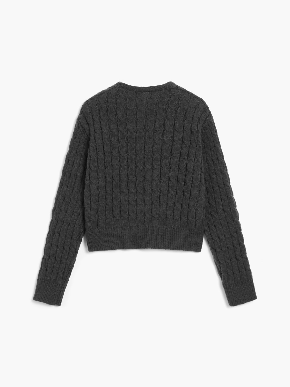 Asymmertic Buttoned Cable Knit Crop Sweater