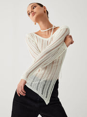 Effortless See Through Open Knit Top