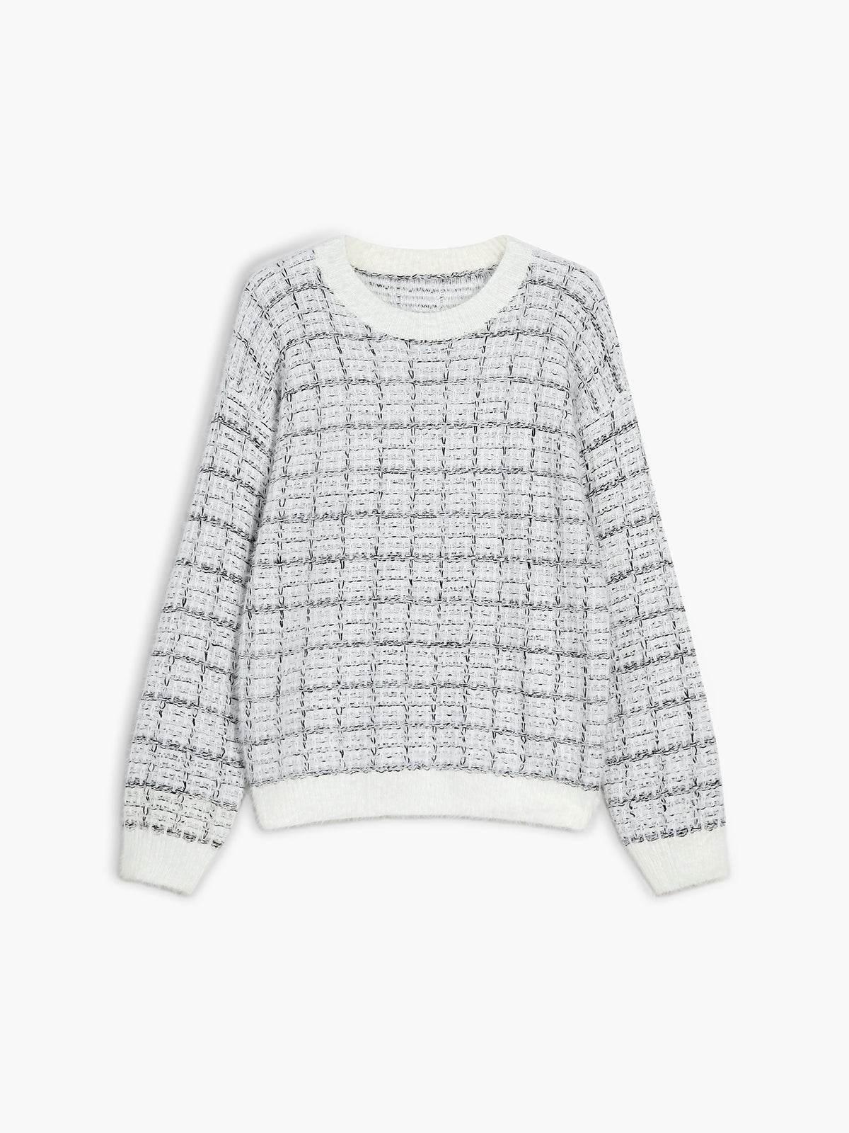 Checkered Tweed Sweater