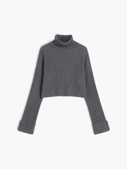 Minimalism Mock Neck Crop Sweater
