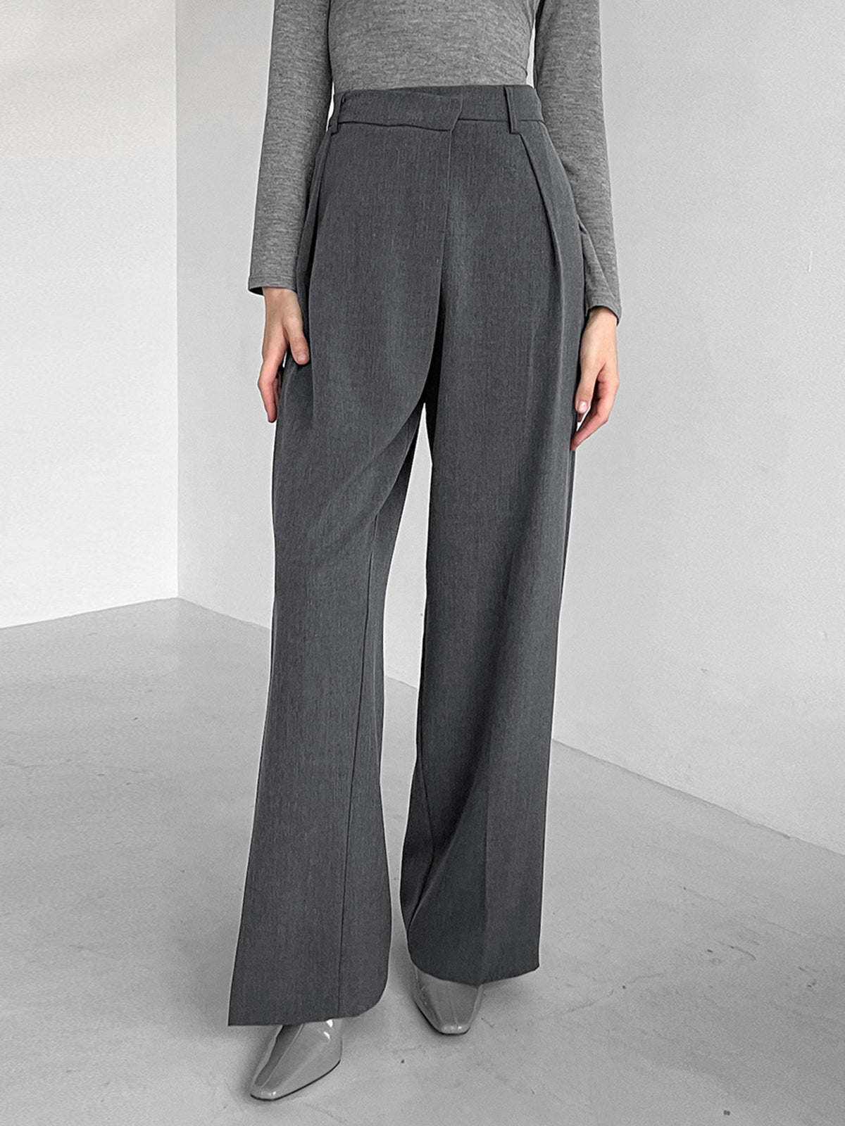 Asymmetric Buttoned Wide Leg Pants