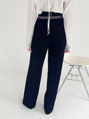 Belted Two Tone Wide Leg Pants