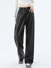 Faux Leather Straight Leg Pants