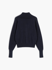 Utility Open Collar Zippered Knit Top