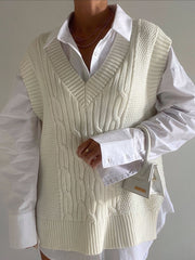 Cream Cable Knit Sweater Vest