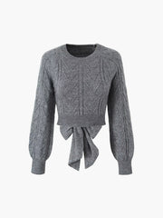Cable Knit Tie Back Crop Sweater