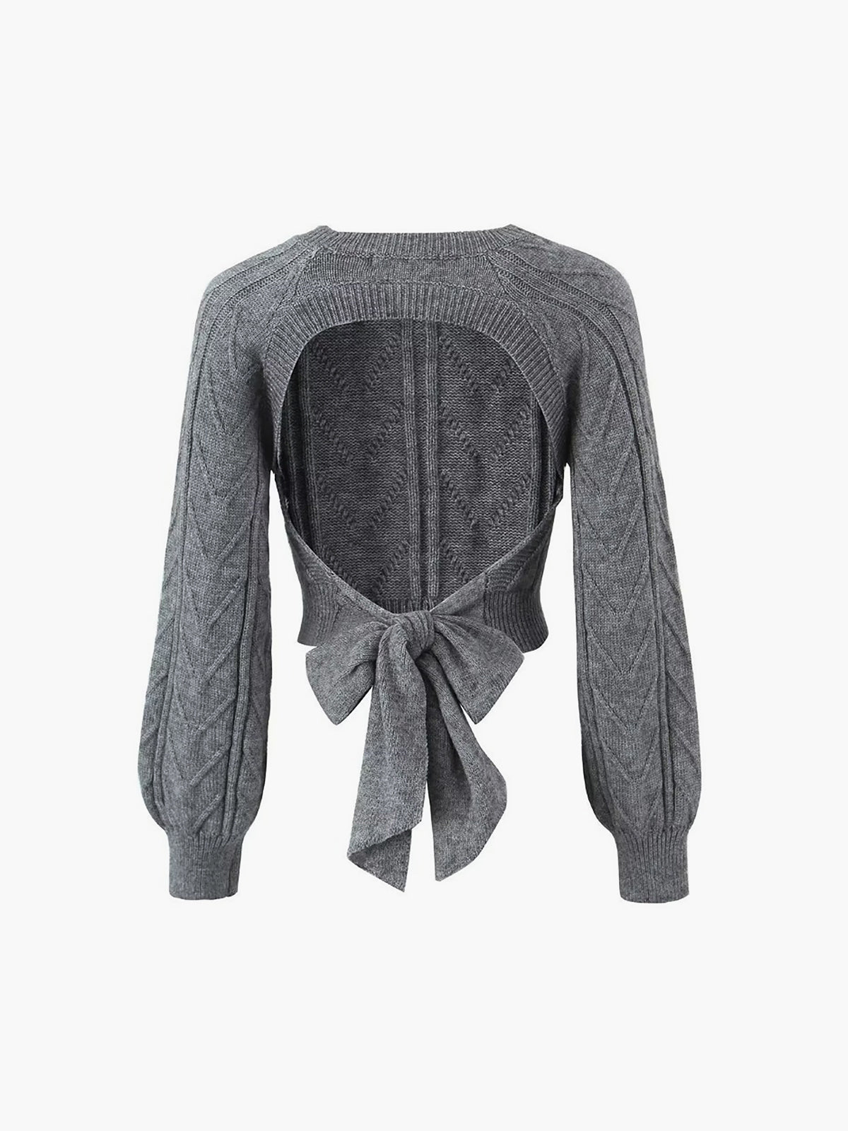 Cable Knit Tie Back Crop Sweater