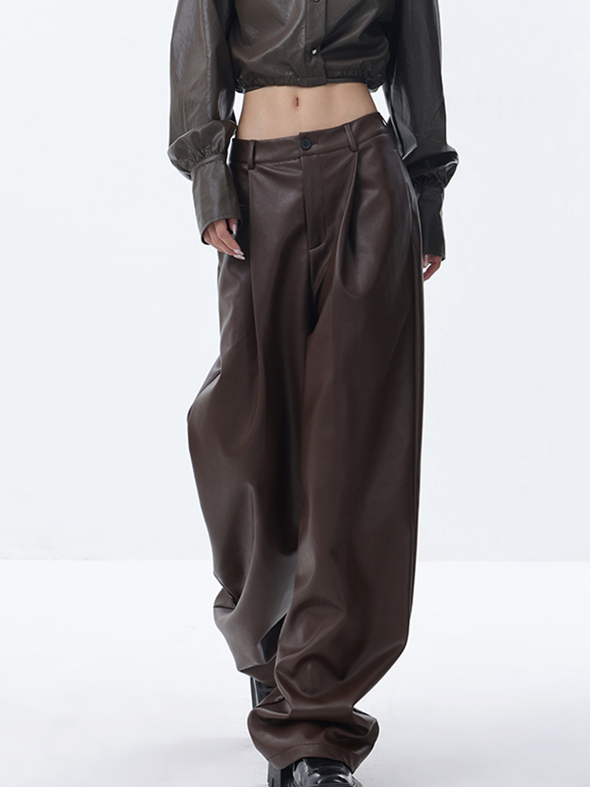Meet You There Faux Leather Wide Leg Pants