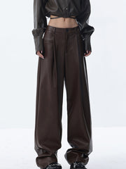 Meet You There Faux Leather Wide Leg Pants