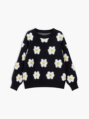 Oversized Daisies Fuzzy Floral Sweater