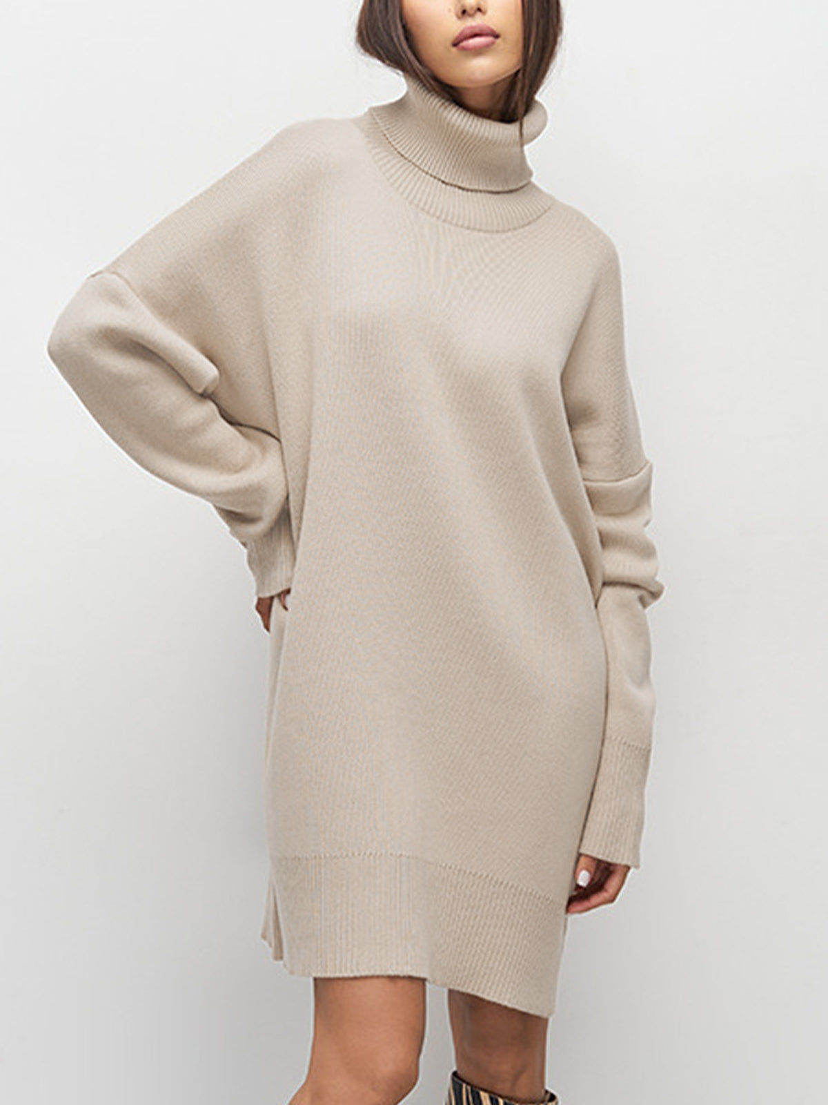 Minimalism Turtleneck Short Sweater Dress