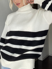 She's Effortless Turtleneck Stripe Sweater