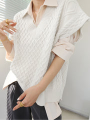 Collared Cable Knit Sweater Vest