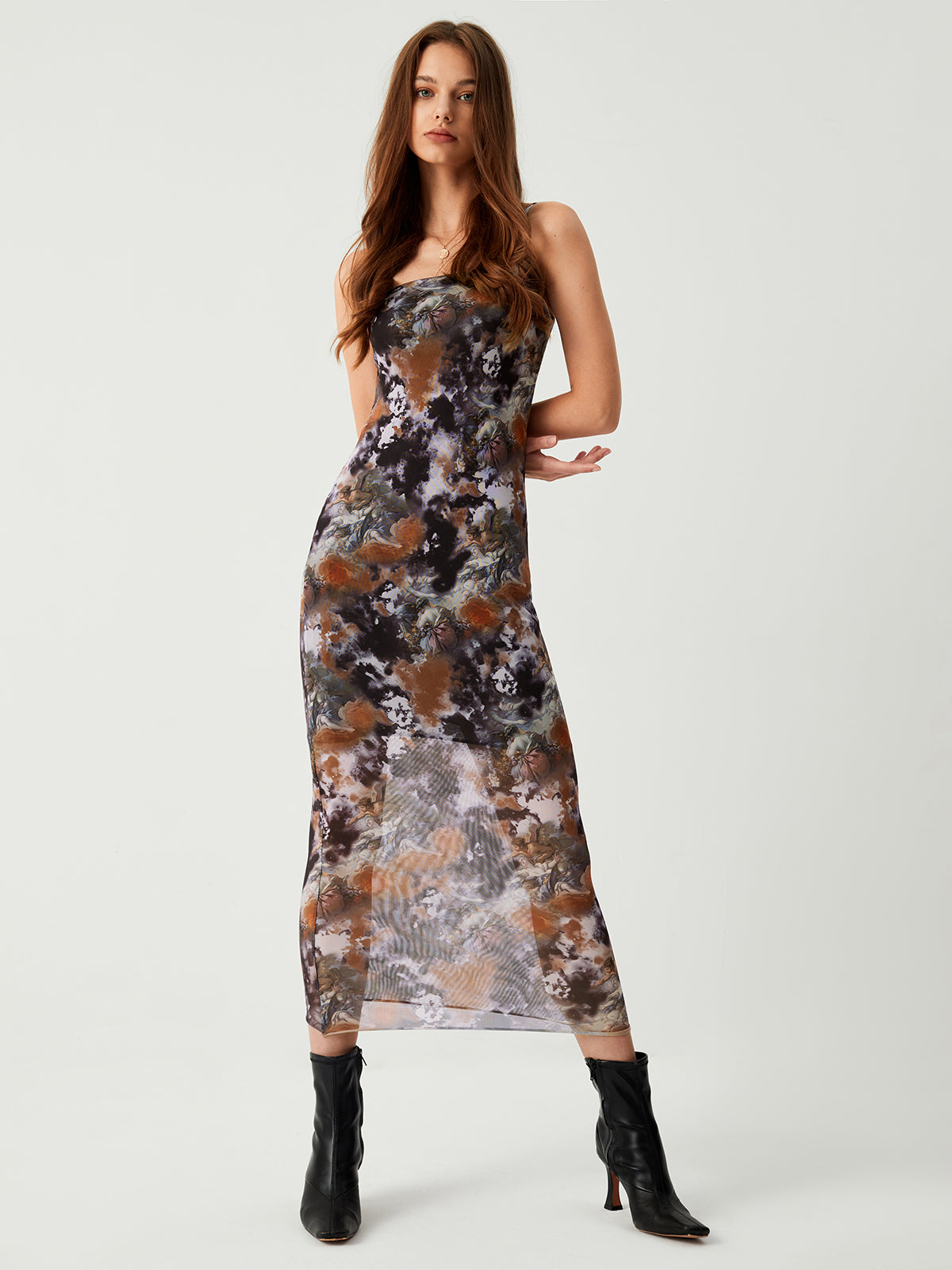 Rise From Ashes Mesh Midi Dress