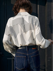 Asymmetric Stripe Button Down Shirt
