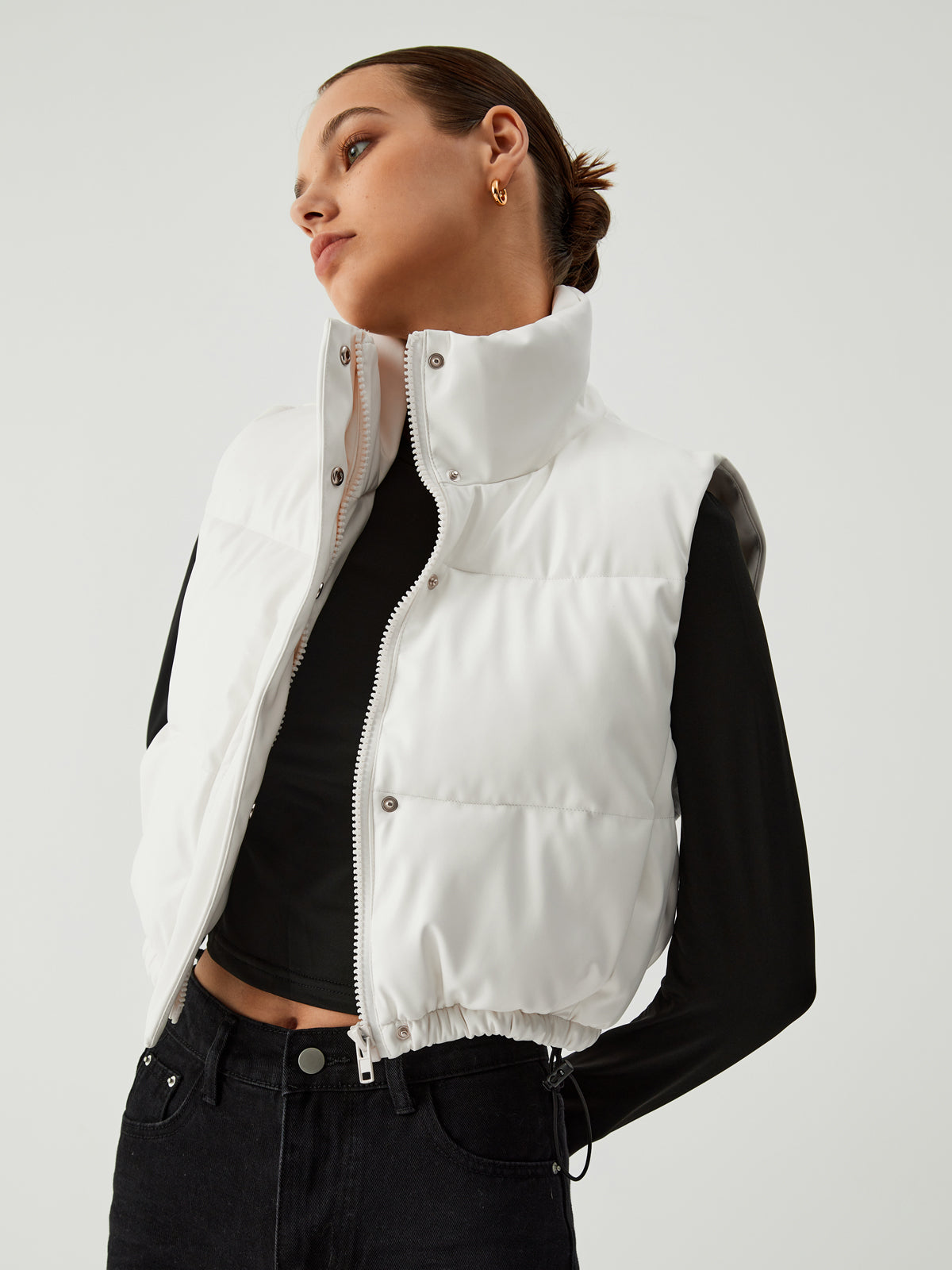 Warm Embrace Puffer Quilted Mock Neck Vest