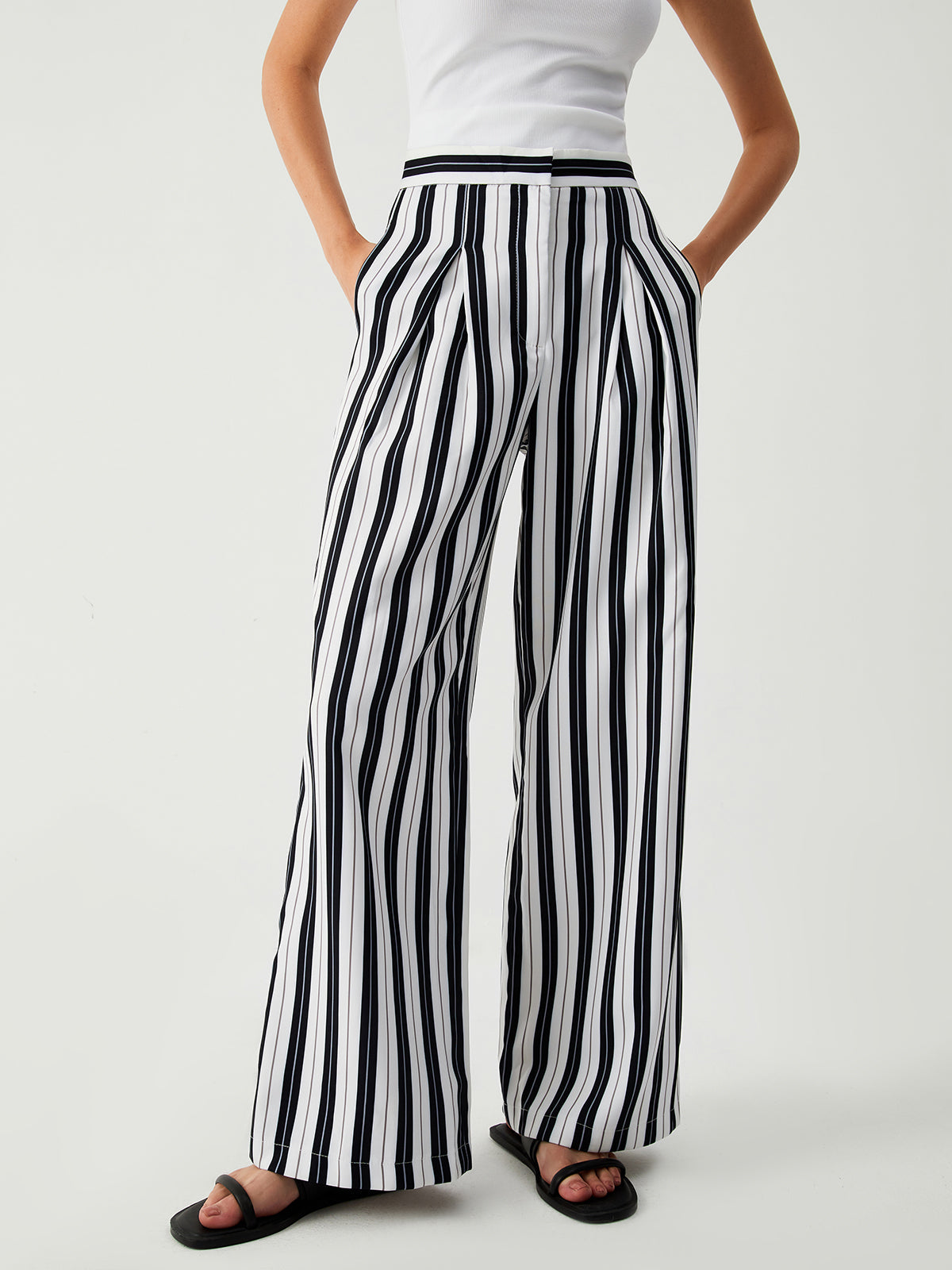 St Tropez Pinstripe Wide Leg Pants