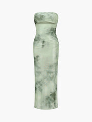 Greenfield Tie Dye Mesh Tube Midi Dress