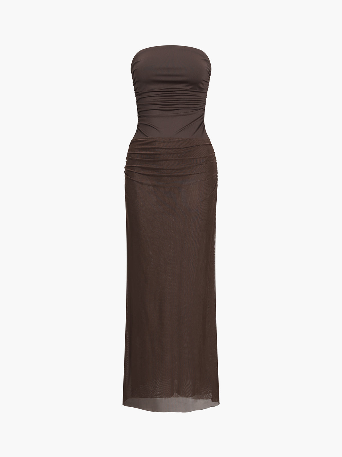 Sweet Lovin' Ruched Mesh Tube Midi Dress