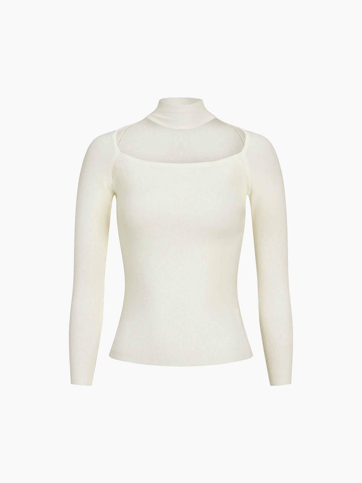 Vanilla Mock Neck Cutout Long Sleeve Knit Top