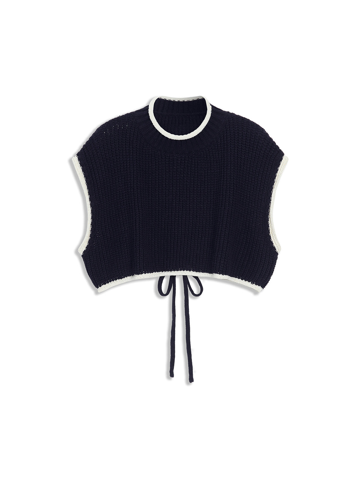 Contrast Trim Open Back Crop Sweater Vest