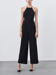 Clearly Into You Open Back Halter Jumpsuit