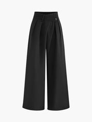 Asymmetric Buttoned Wide Leg Dress Pants